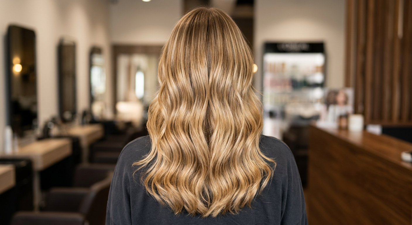 Balayage i honungsblont — arbete av Anna Lind